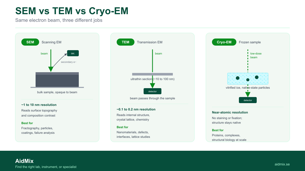 SEM vs TEM vs Cryo-EM: Which Electron Microscopy Do You Need?